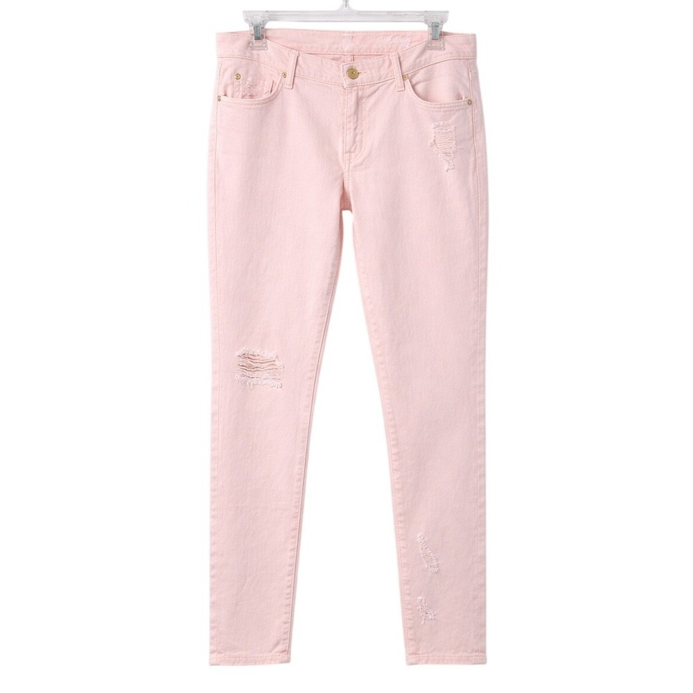 7 For All Mankind Pink Distressed Jeans 31 Slim Cigarette NWT Spring Capsule